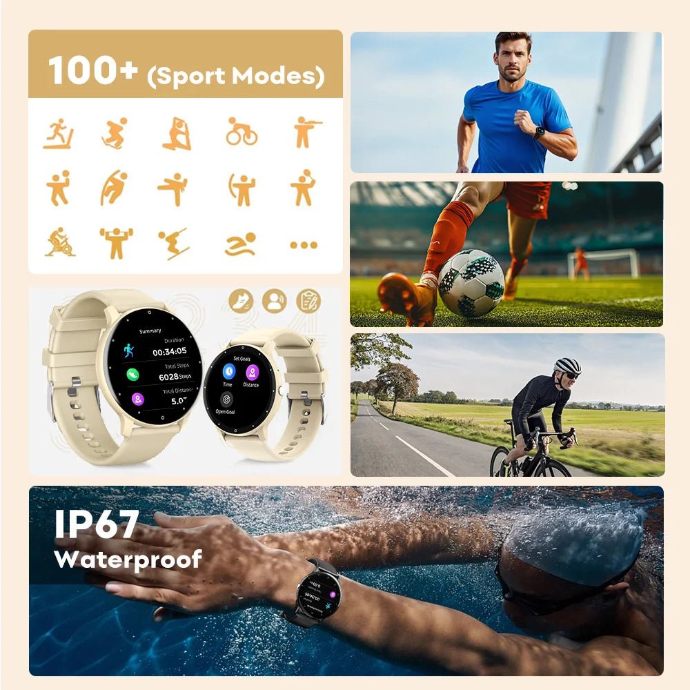 Smart Watch for Men & Women IP67, 100+ Sports Modes (Calorie&Distance Tracking) - TonicTrove
