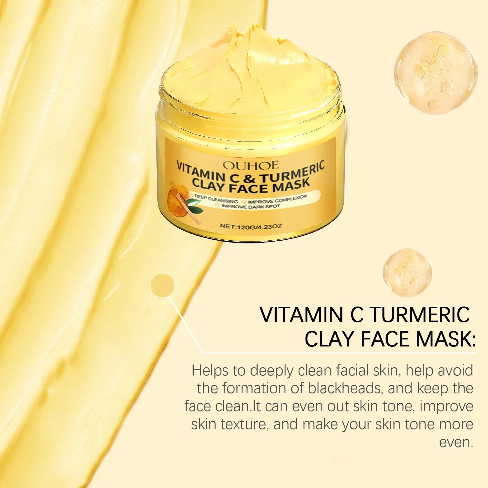 Vitamin C Exfoliating facial mask Turmeric Exfoliating facial mask Improve Pore Deep Cleaning facial mask Apply facial mask - TonicTrove